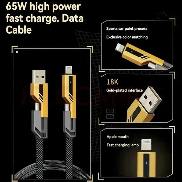 4-in-1 Fast PD Charging Cable – iPhone, Type-C, iPad, Samsung & MacBook - AMZ Store