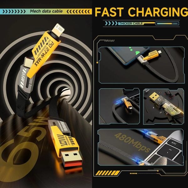 4-in-1 Fast PD Charging Cable – iPhone, Type-C, iPad, Samsung & MacBook 4 IN 1 Charging Cable AL Mustafa