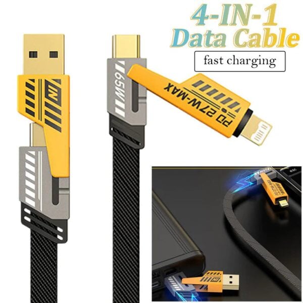 4-in-1 Fast PD Charging Cable – iPhone, Type-C, iPad, Samsung & MacBook 4 IN 1 Charging Cable AL Mustafa