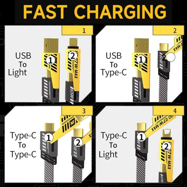 4-in-1 Fast PD Charging Cable – iPhone, Type-C, iPad, Samsung & MacBook 4 IN 1 Charging Cable AL Mustafa