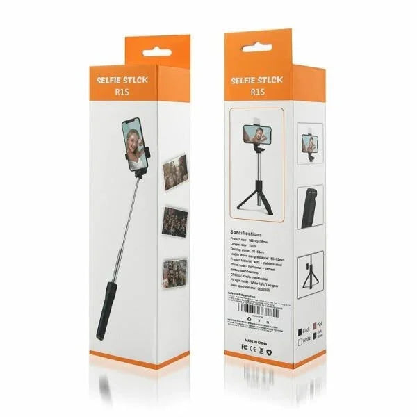 R1s Selfie Stick Tripod – Wireless Remote & Built-In Light - AMZ Store
