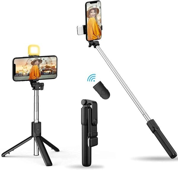 R1s Selfie Stick Tripod – Wireless Remote & Built-In Light Selfie Stick AL Mustafa
