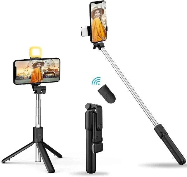 R1s Selfie Stick Tripod – Wireless Remote & Built-In Light - AMZ Store